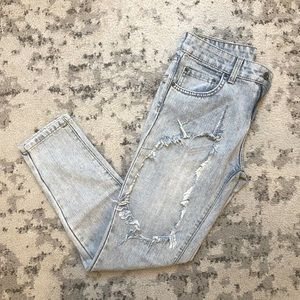 Extremely Distressed Carmar Jeans Light Blue